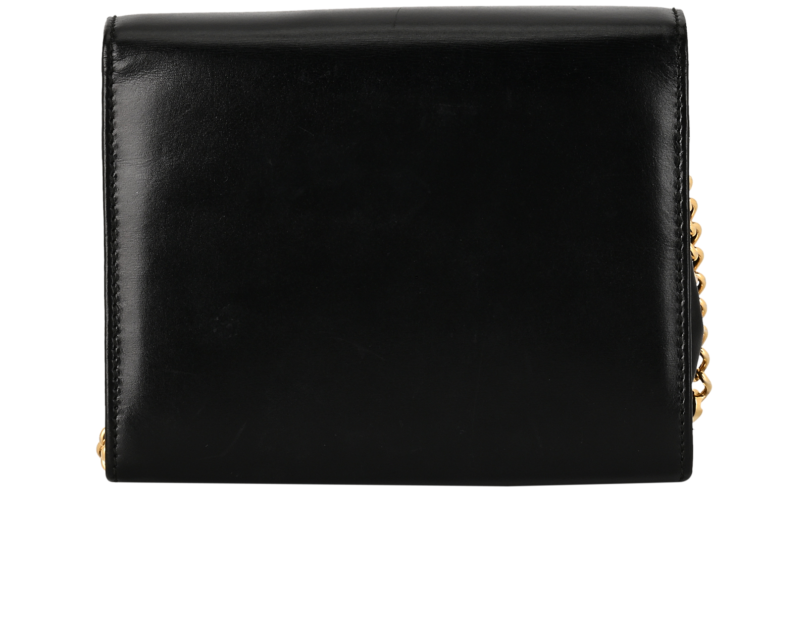 Small Wallet On Chain, &pound;180, Handbags, Black, Leather, Back view